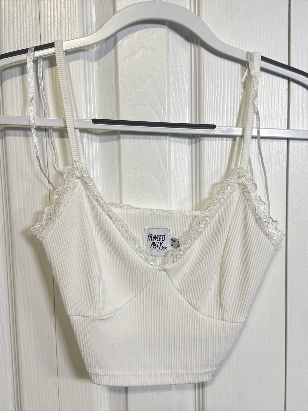 Princess Polly Ivory Lace Trim Corset Crop Top XXS